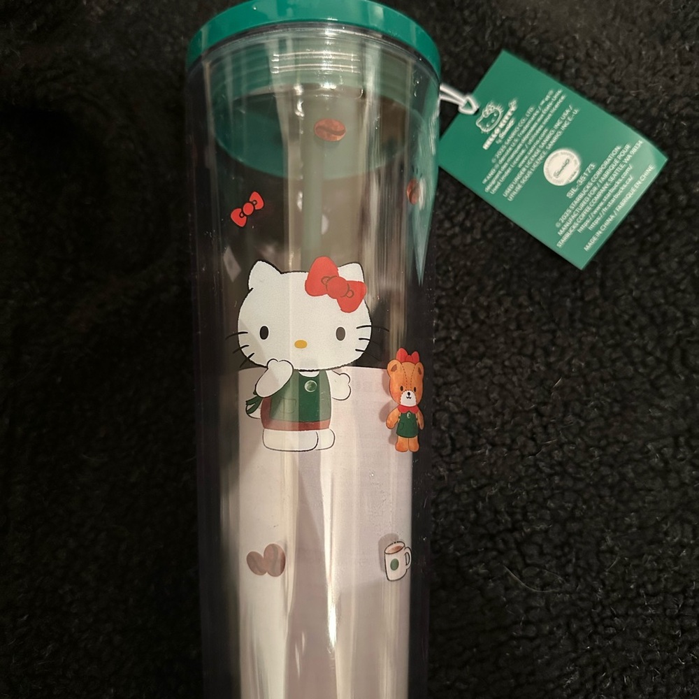 Starbucks Hello Kitty Clear Tumbler with Green Lid